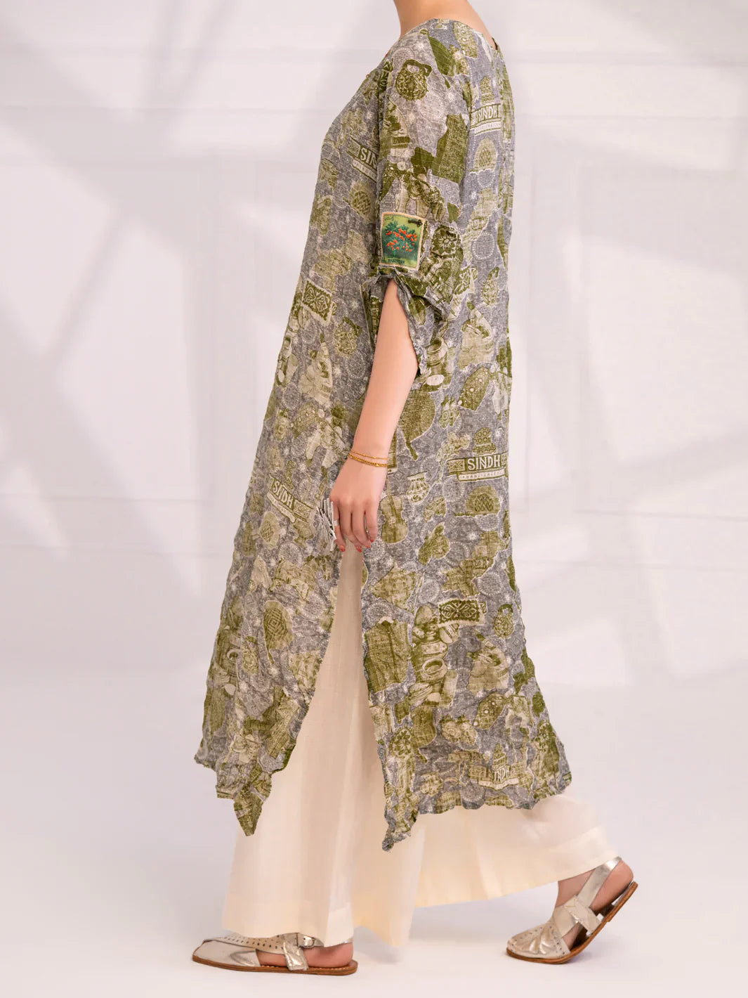 Almirah | Tale of heritage | Light Green Dobby Kurti - AL-LK-1080 - House Of Hania