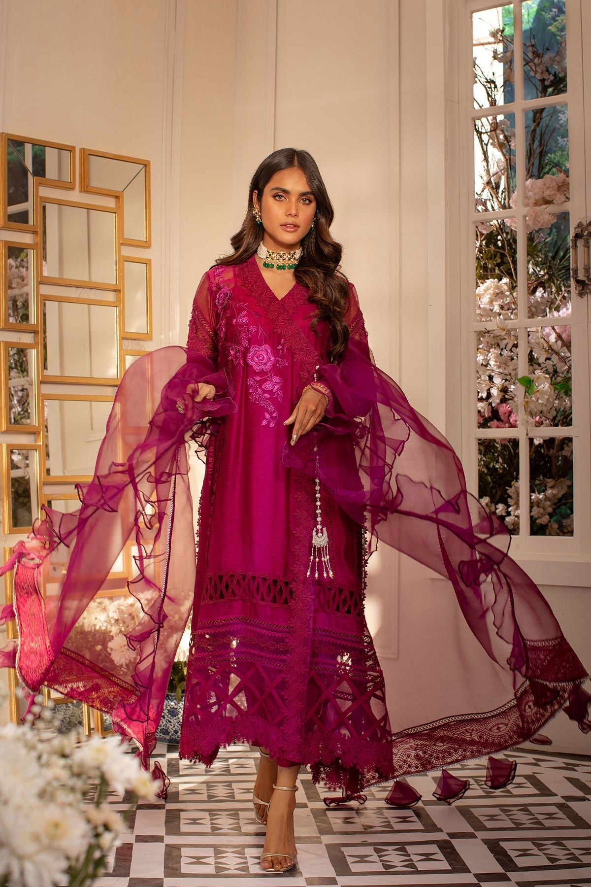 Annus Abrar | Designer Picks 24 | CALLA-CRANBERRY - House Of Hania