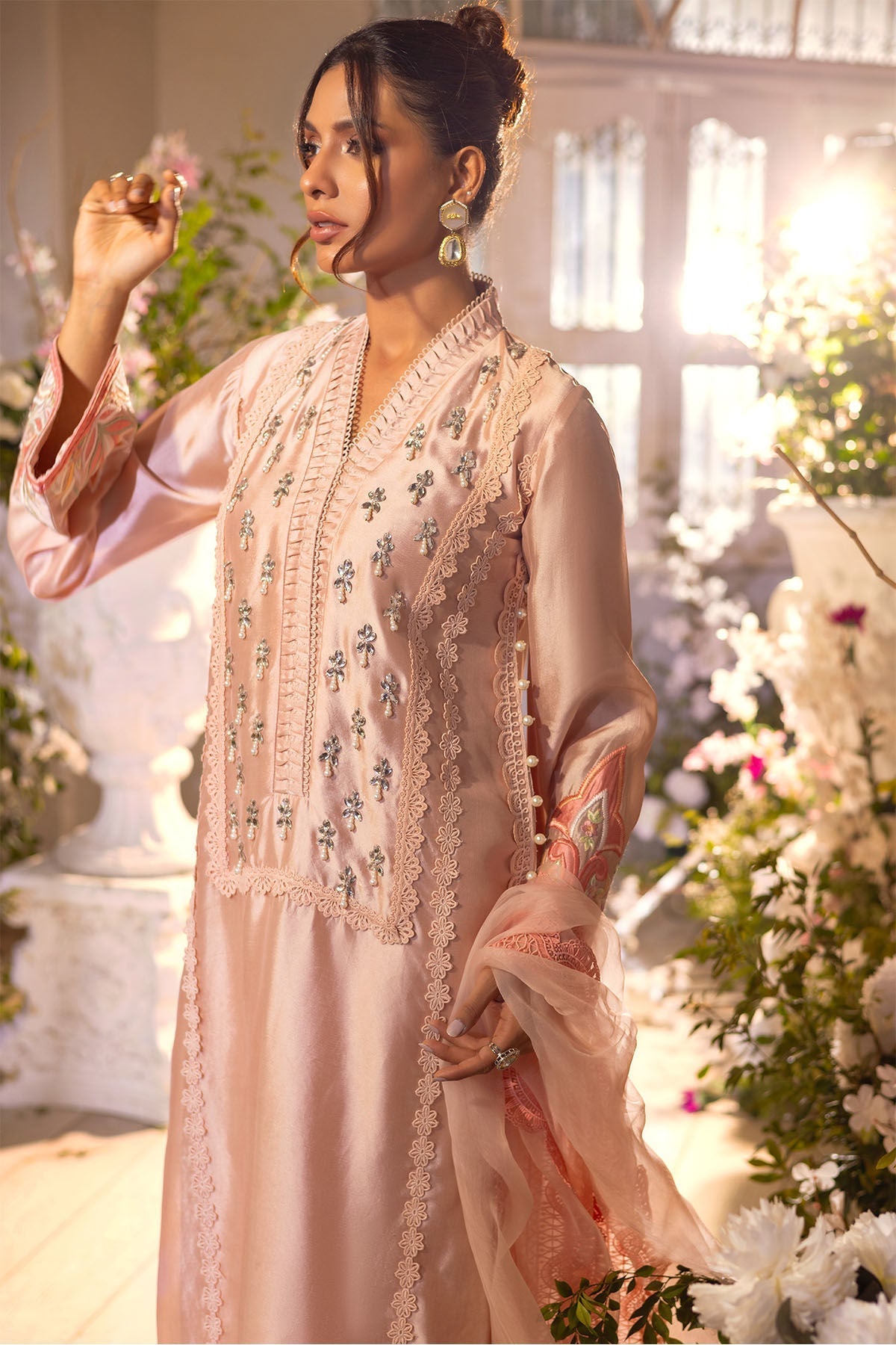 Annus Abrar | Designer Picks 24 | MAMIA PEACH - SHIRT AND PANTS - House Of Hania
