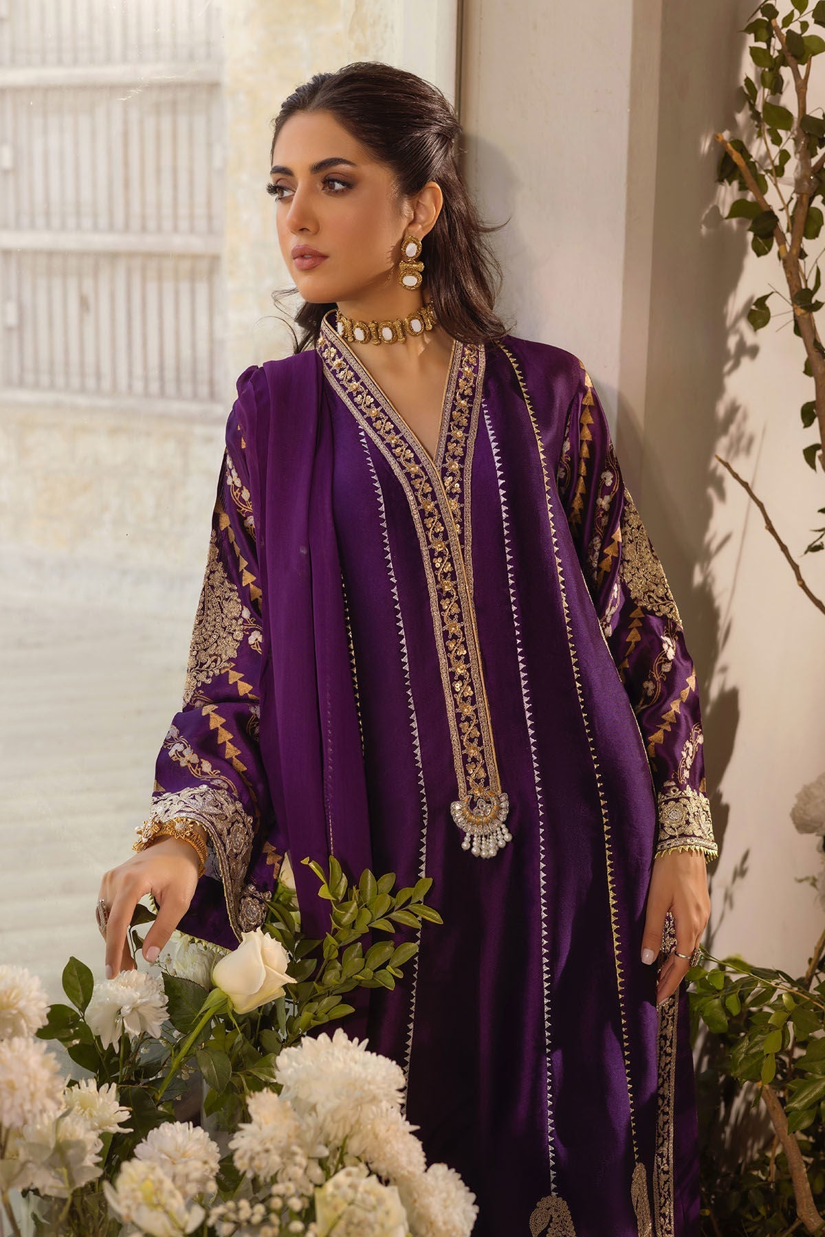 Annus Abrar | Designer Picks 24 | VISAAL AUBERGINE - SHIRT AND DUPATTA - House Of Hania
