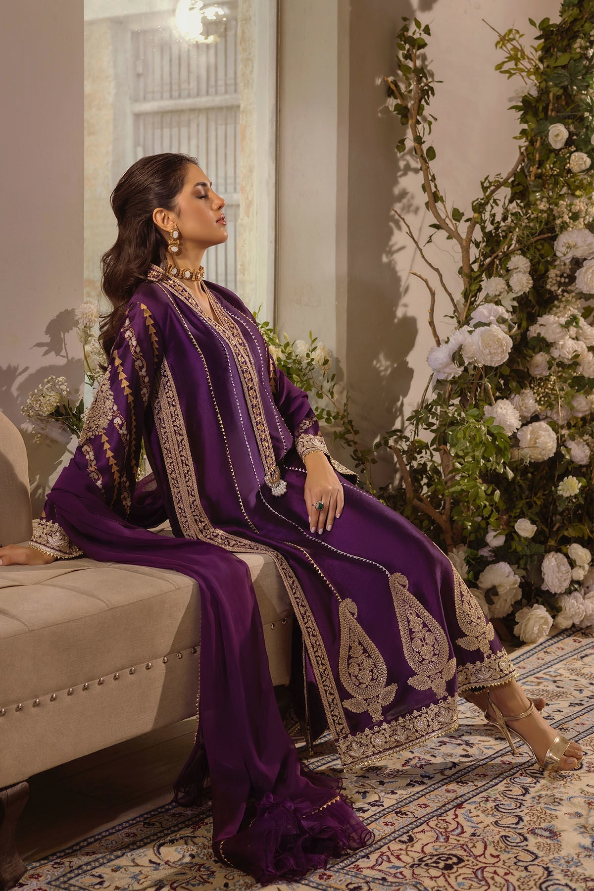 Annus Abrar | Designer Picks 24 | VISAAL AUBERGINE - SHIRT AND DUPATTA - House Of Hania