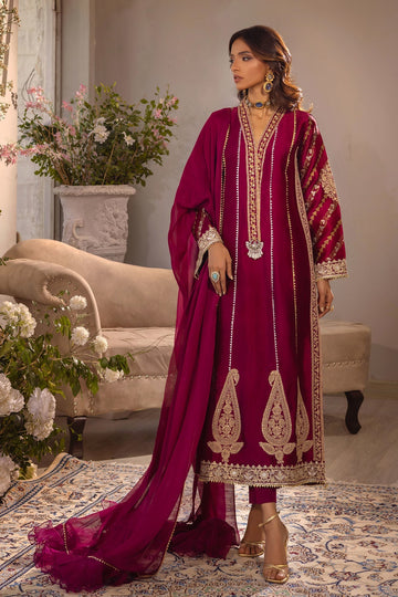 Annus Abrar | Designer Picks 24 | VISAAL CRANBERRY-SHIRT AND DUPATTA - House Of Hania
