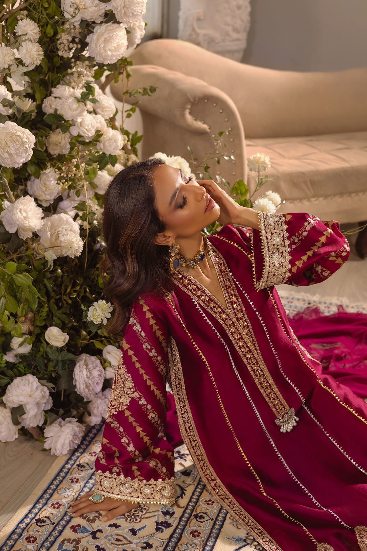 Annus Abrar | Designer Picks 24 | VISAAL CRANBERRY-SHIRT AND DUPATTA - House Of Hania