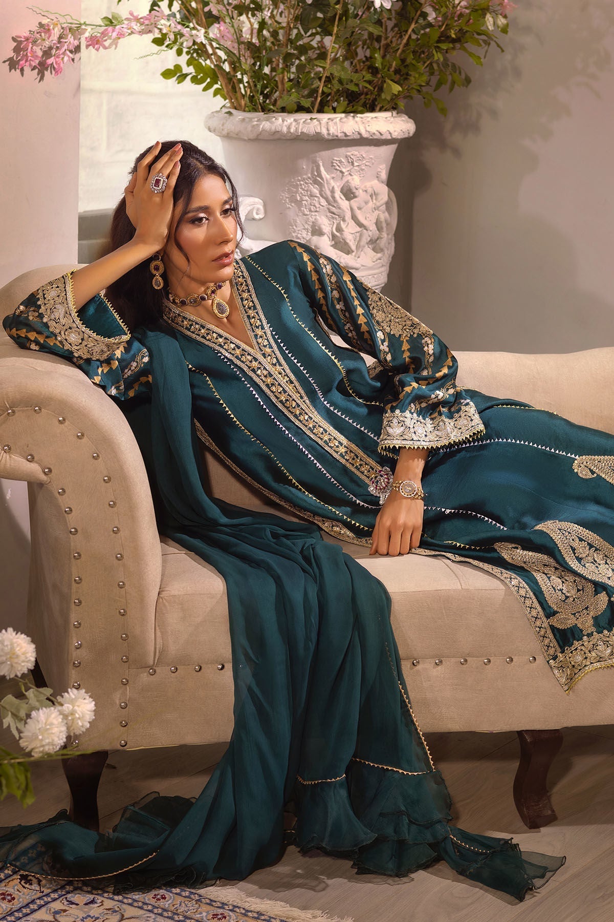 Annus Abrar | Designer Picks 24 | VISAAL EMERALD - SHIRT AND DUPATTA - House Of Hania