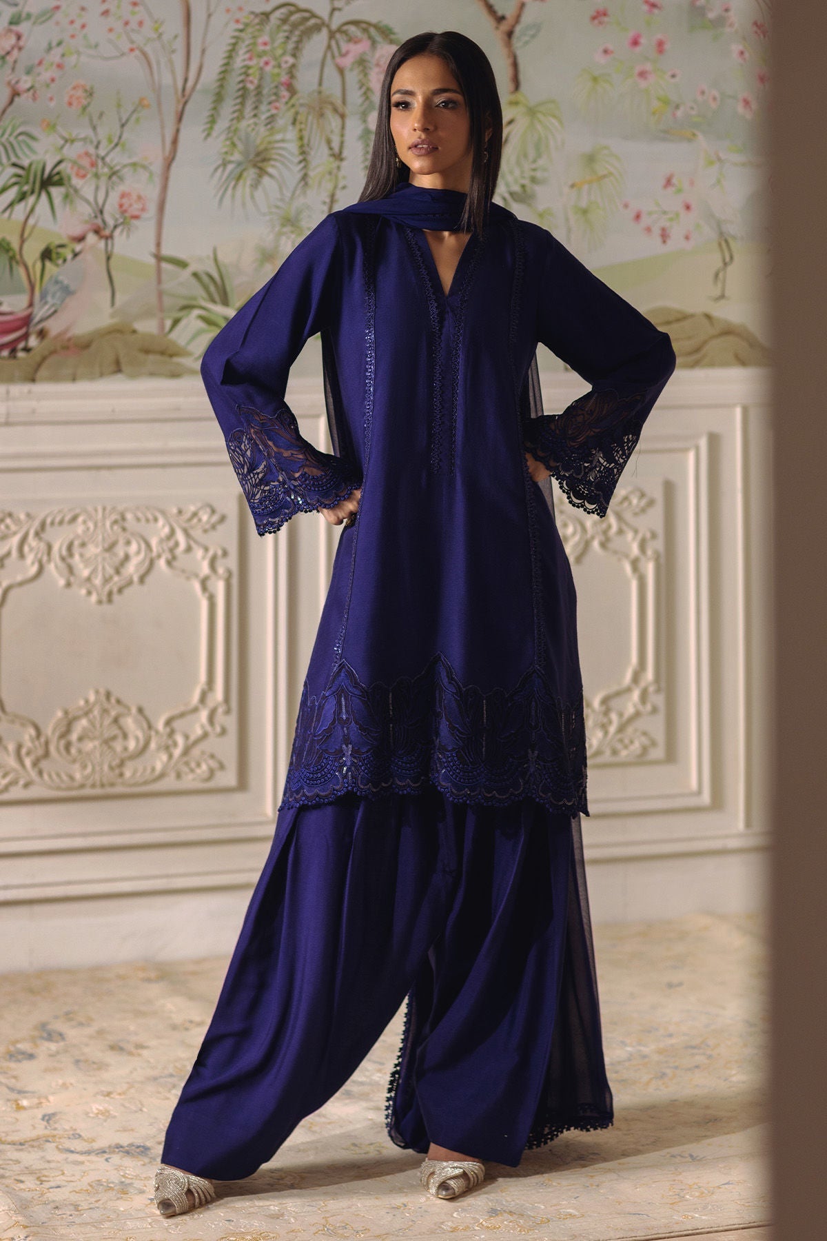 Annus Abrar | Elemental Festive | Baraan (Shirt, Pants and Dupatta) - House Of Hania