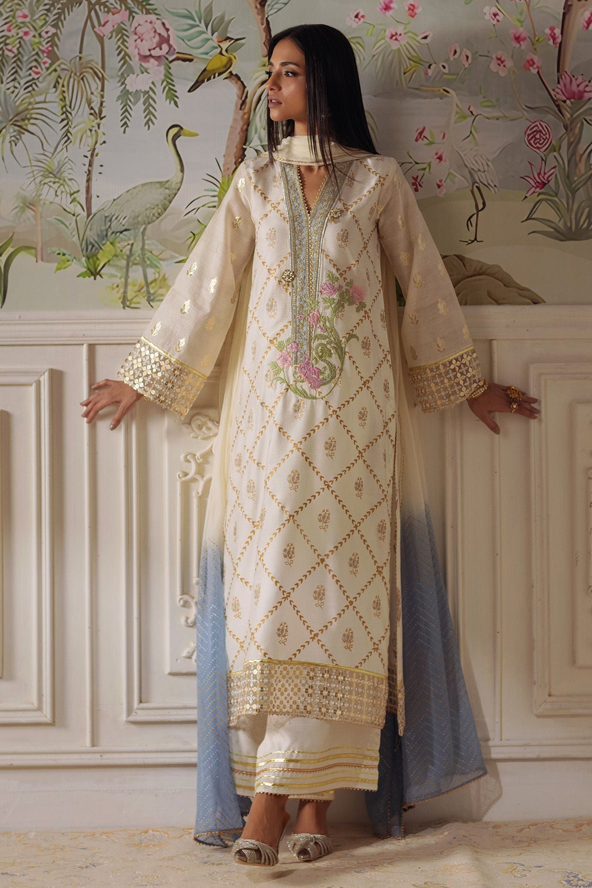 Annus Abrar | Elemental Festive | Fasila (Shirt, Pants and Dupatta) - House Of Hania