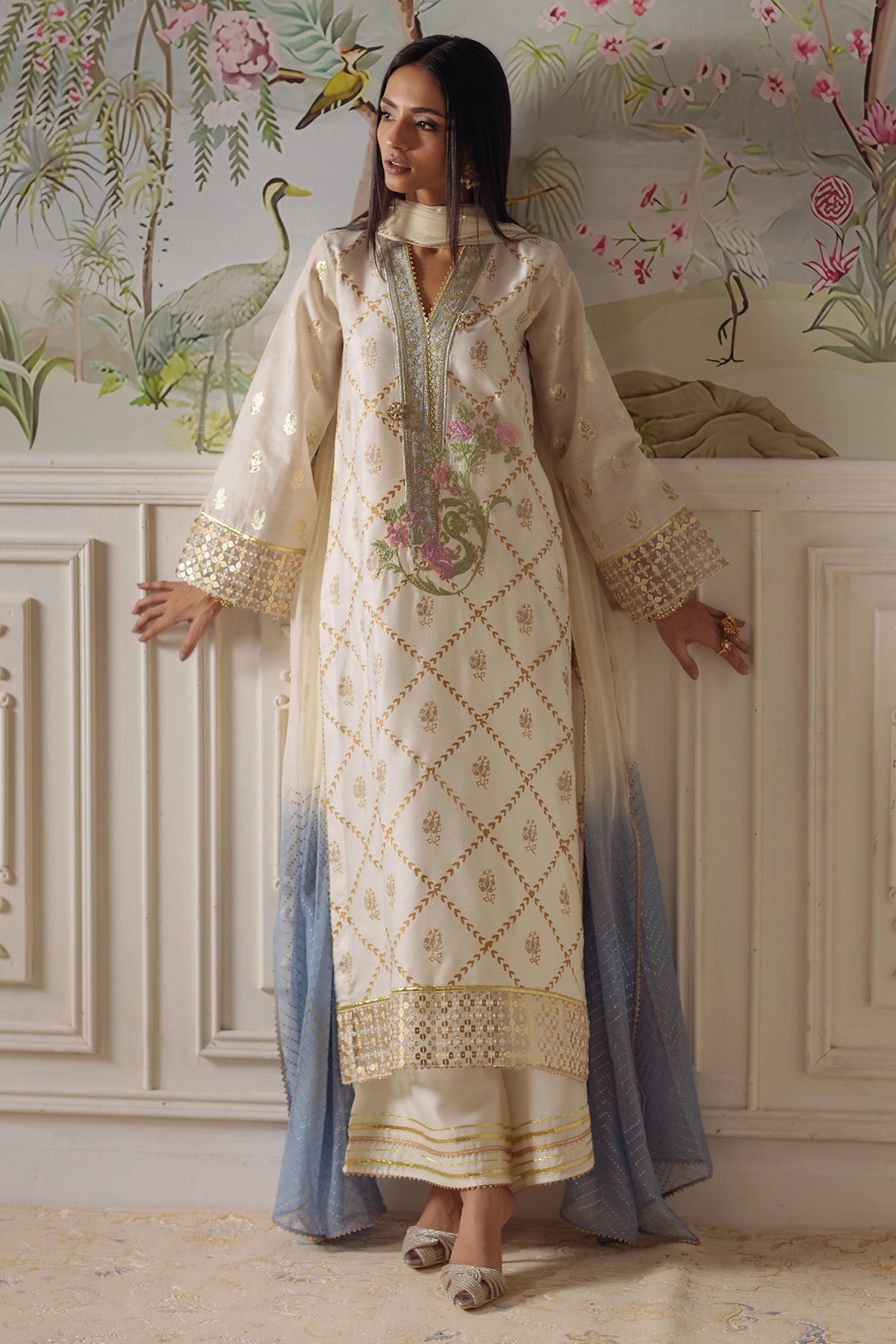 Annus Abrar | Elemental Festive | Fasila (Shirt, Pants and Dupatta) - House Of Hania