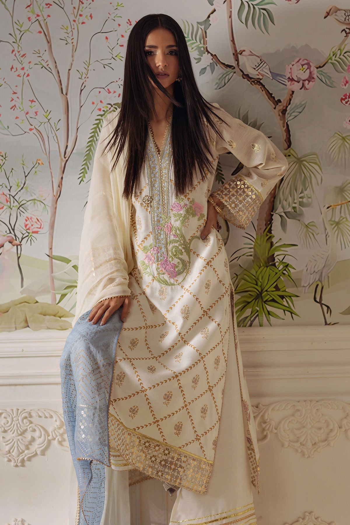 Annus Abrar | Elemental Festive | Fasila (Shirt, Pants and Dupatta) - House Of Hania