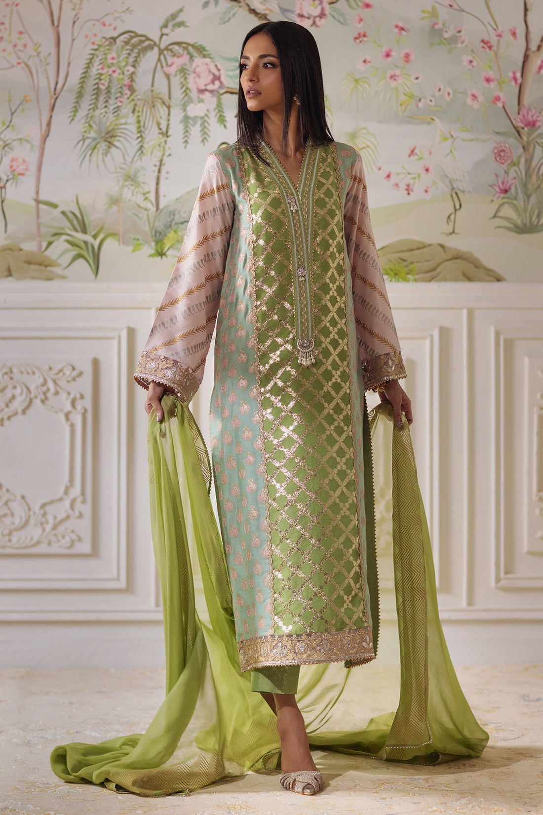 Annus Abrar | Elemental Festive | Nishba (Shirt, Pants and Dupatta) - House Of Hania