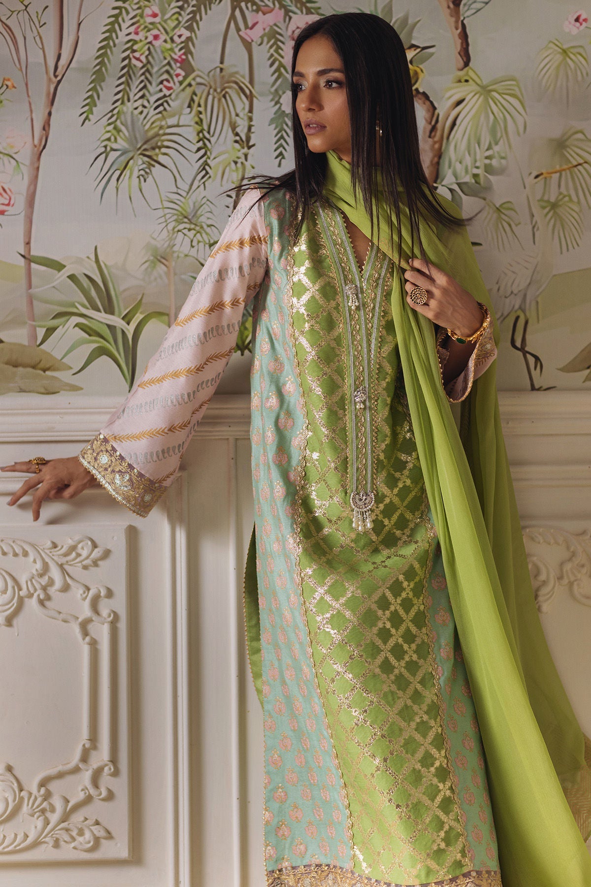 Annus Abrar | Elemental Festive | Nishba (Shirt, Pants and Dupatta) - House Of Hania