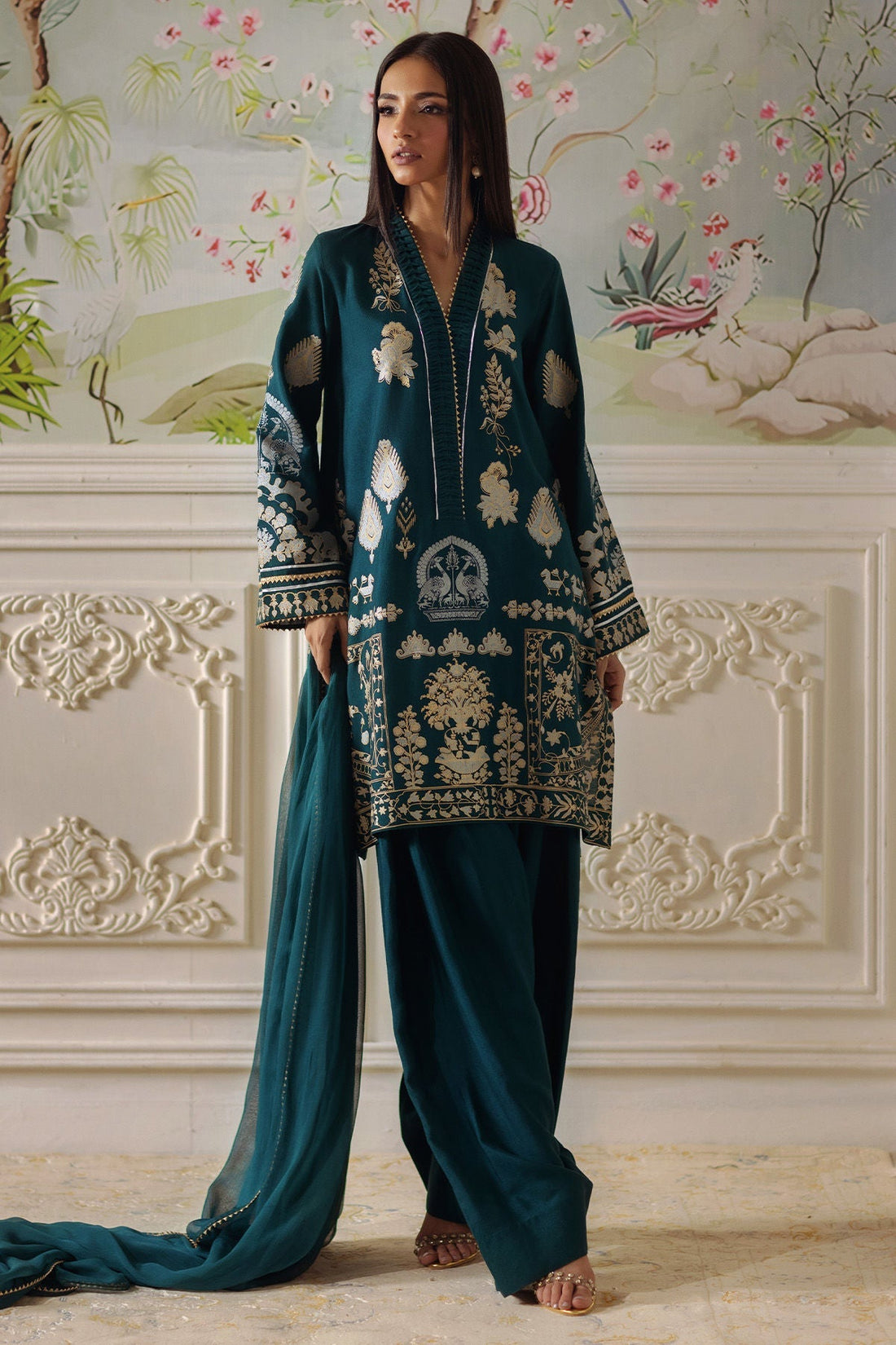 Annus Abrar | Elemental Festive | Qirat (Shirt, Pants and Dupatta) - House Of Hania