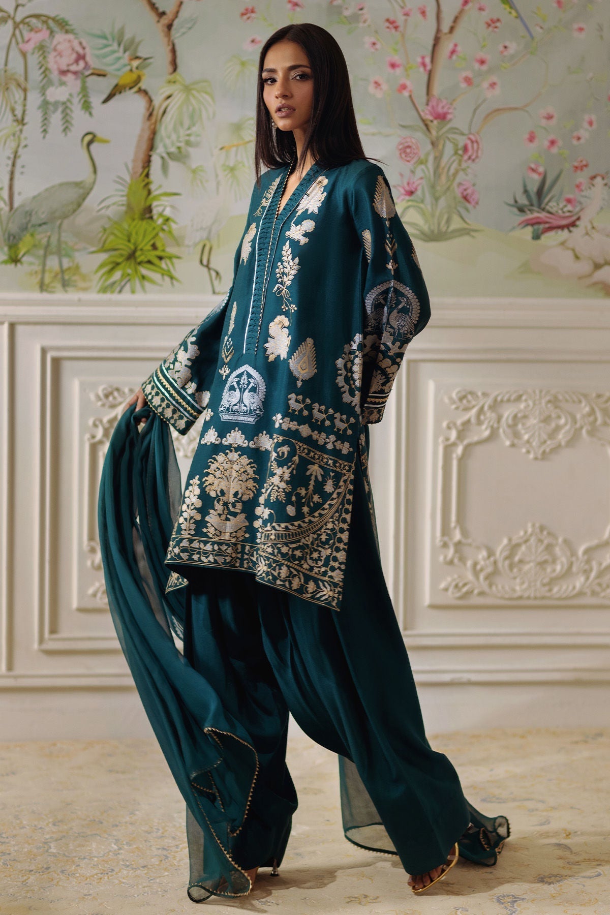 Annus Abrar | Elemental Festive | Qirat (Shirt, Pants and Dupatta) - House Of Hania