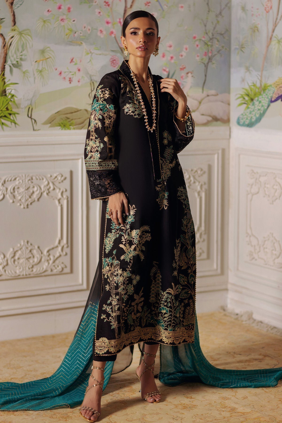 Annus Abrar | Elemental Festive | Renaab (Shirt, Pants and Dupatta) - House Of Hania