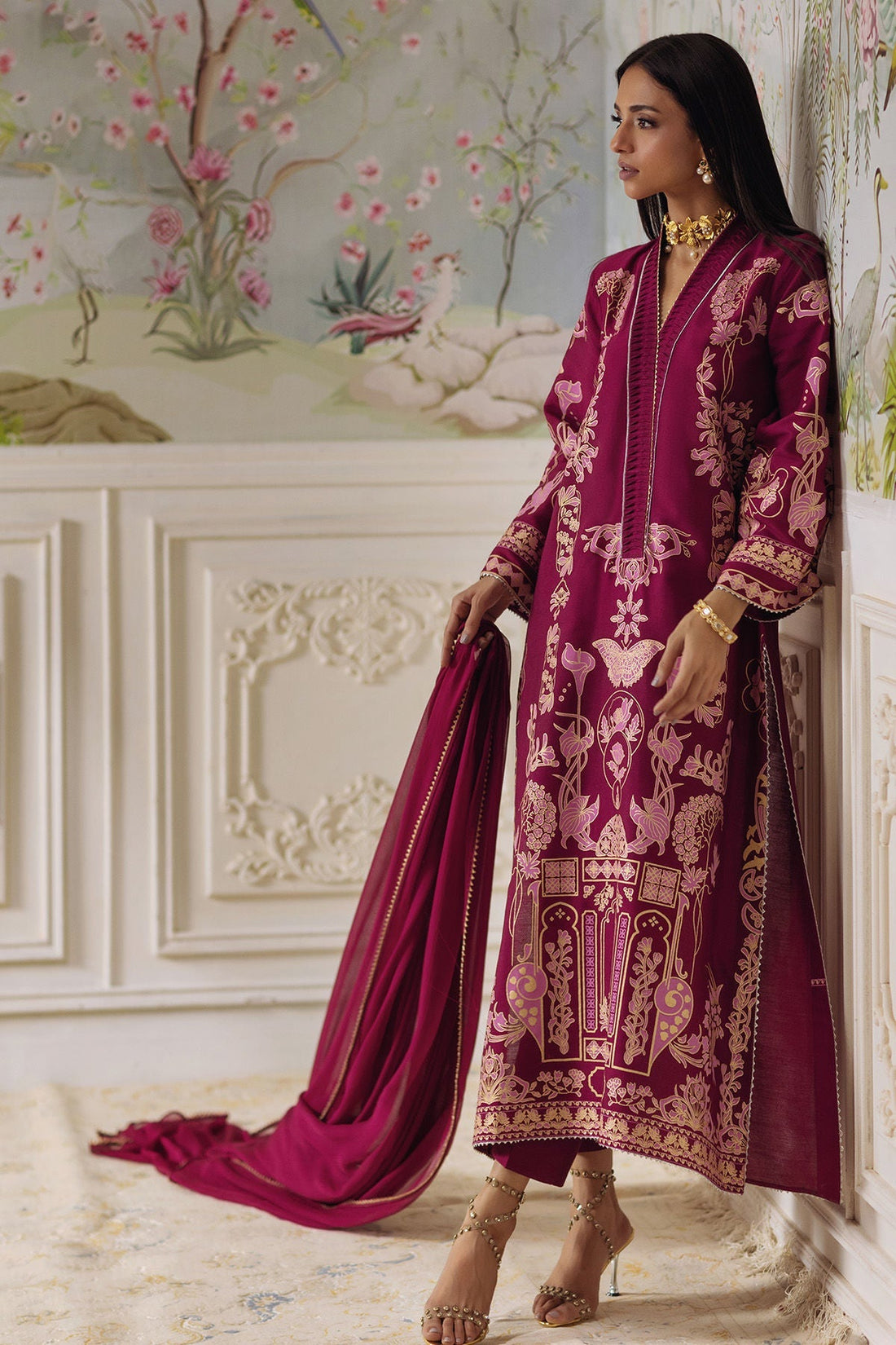 Annus Abrar | Elemental Festive | Renali (Shirt, Pants and Dupatta) - House Of Hania