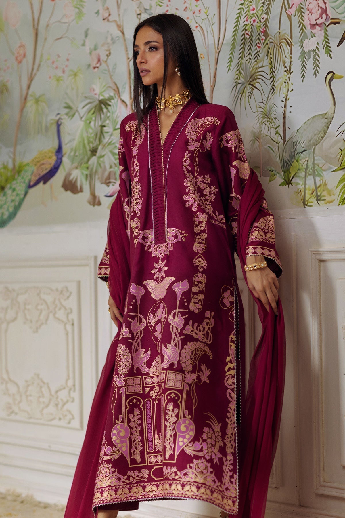 Annus Abrar | Elemental Festive | Renali (Shirt, Pants and Dupatta) - House Of Hania