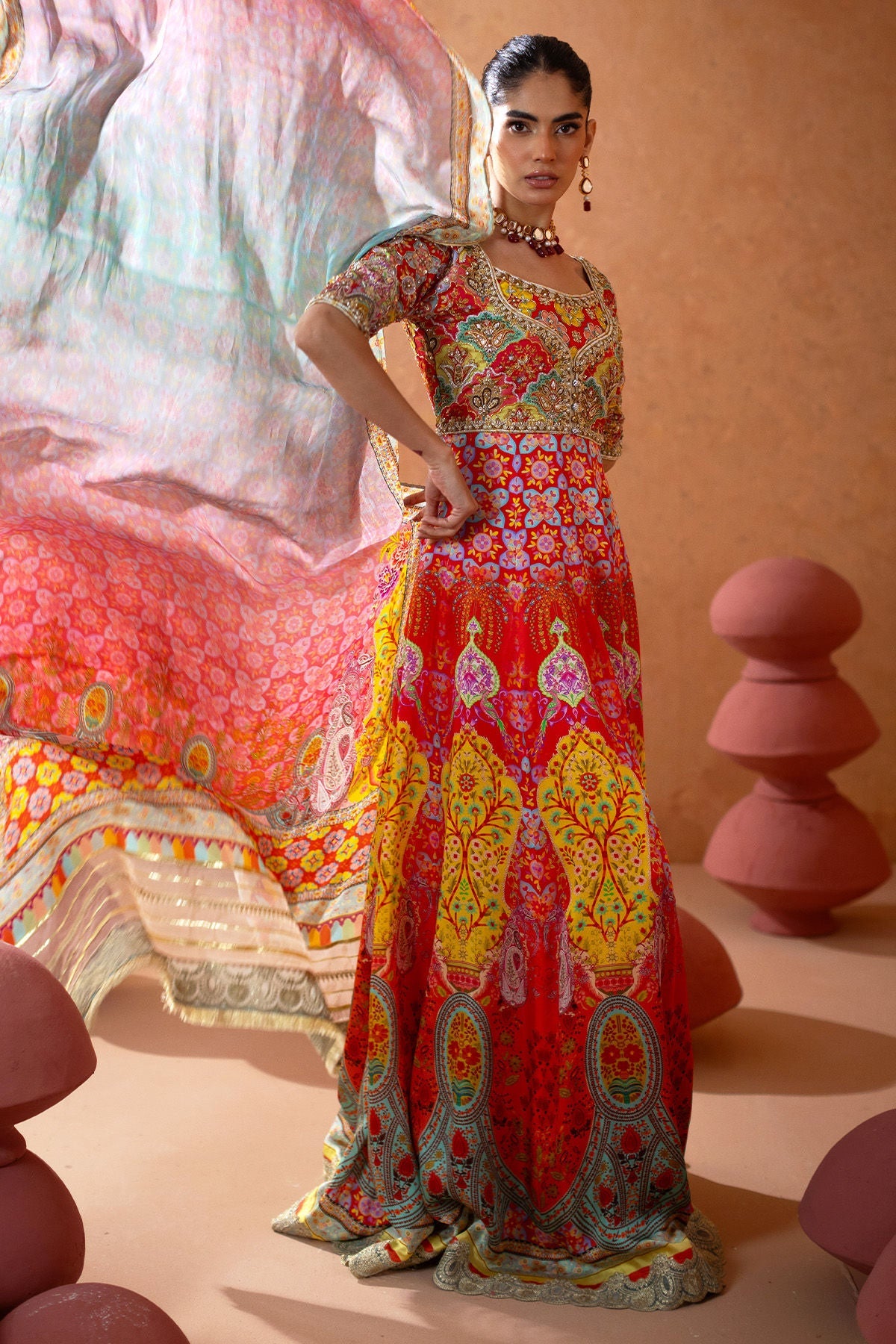 Annus Abrar | Lima Luxe Silk | Aneera Kalidar (Kalidar, Pants and Dupatta) - House Of Hania