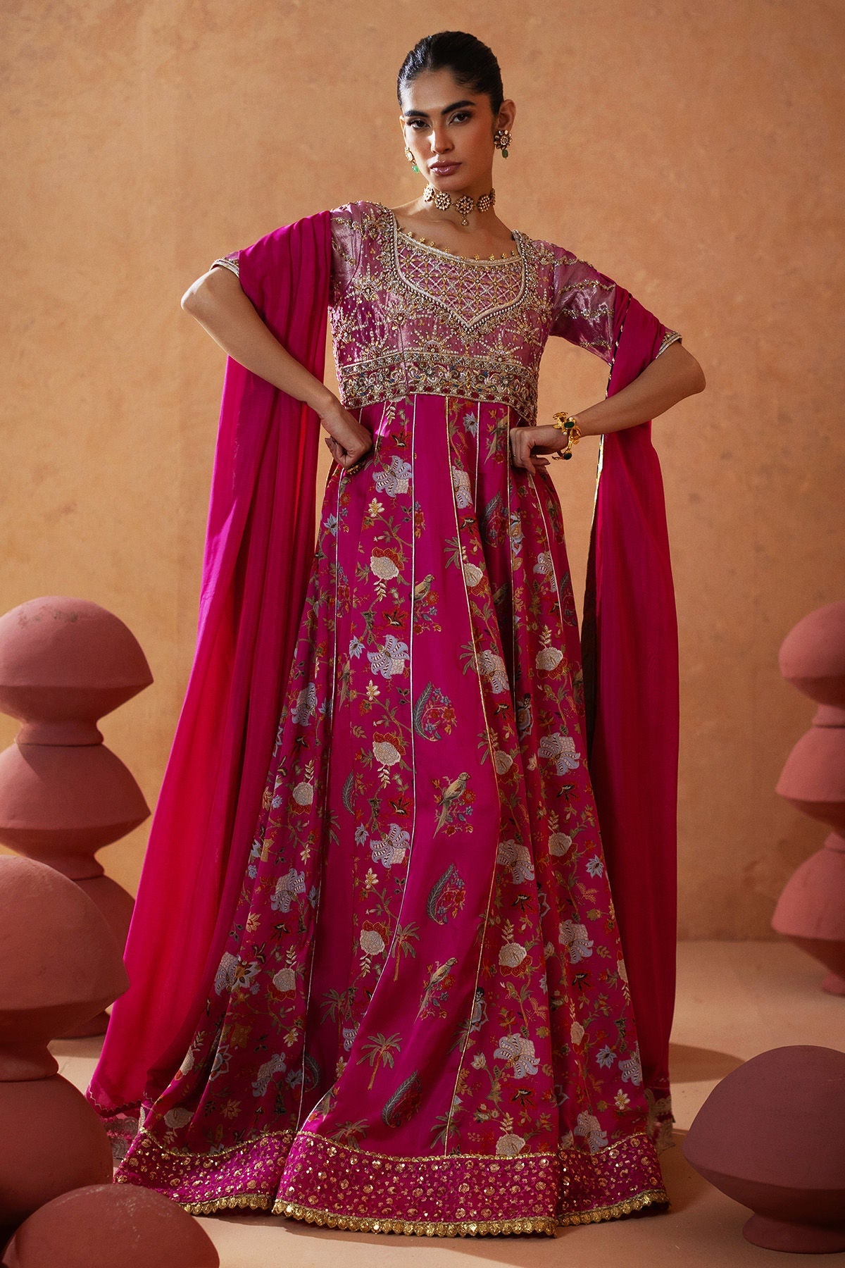 Annus Abrar | Lima Luxe Silk | Roshanay Kalidar (Kalidar, Pants and Dupatta) - House Of Hania