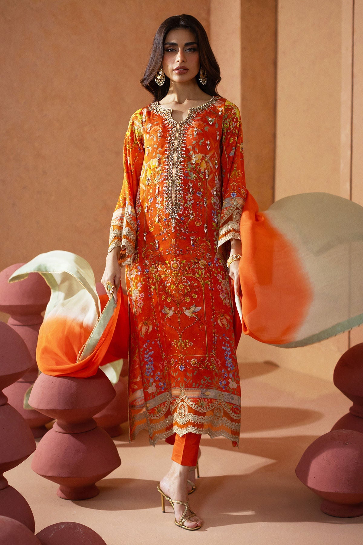 Annus Abrar | Lima Luxe Silk | Urisha (Shirt, Pants and Dupatta) - House Of Hania