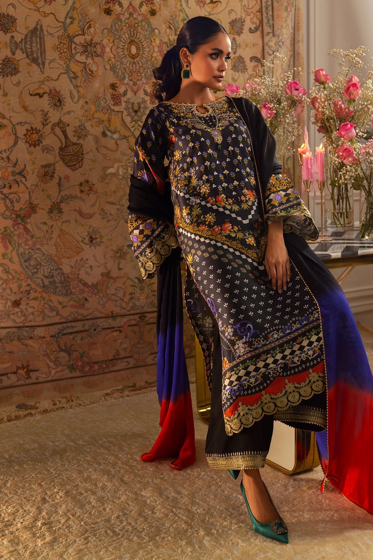 Annus Abrar | Lime Luxe Silk | Anya - House Of Hania
