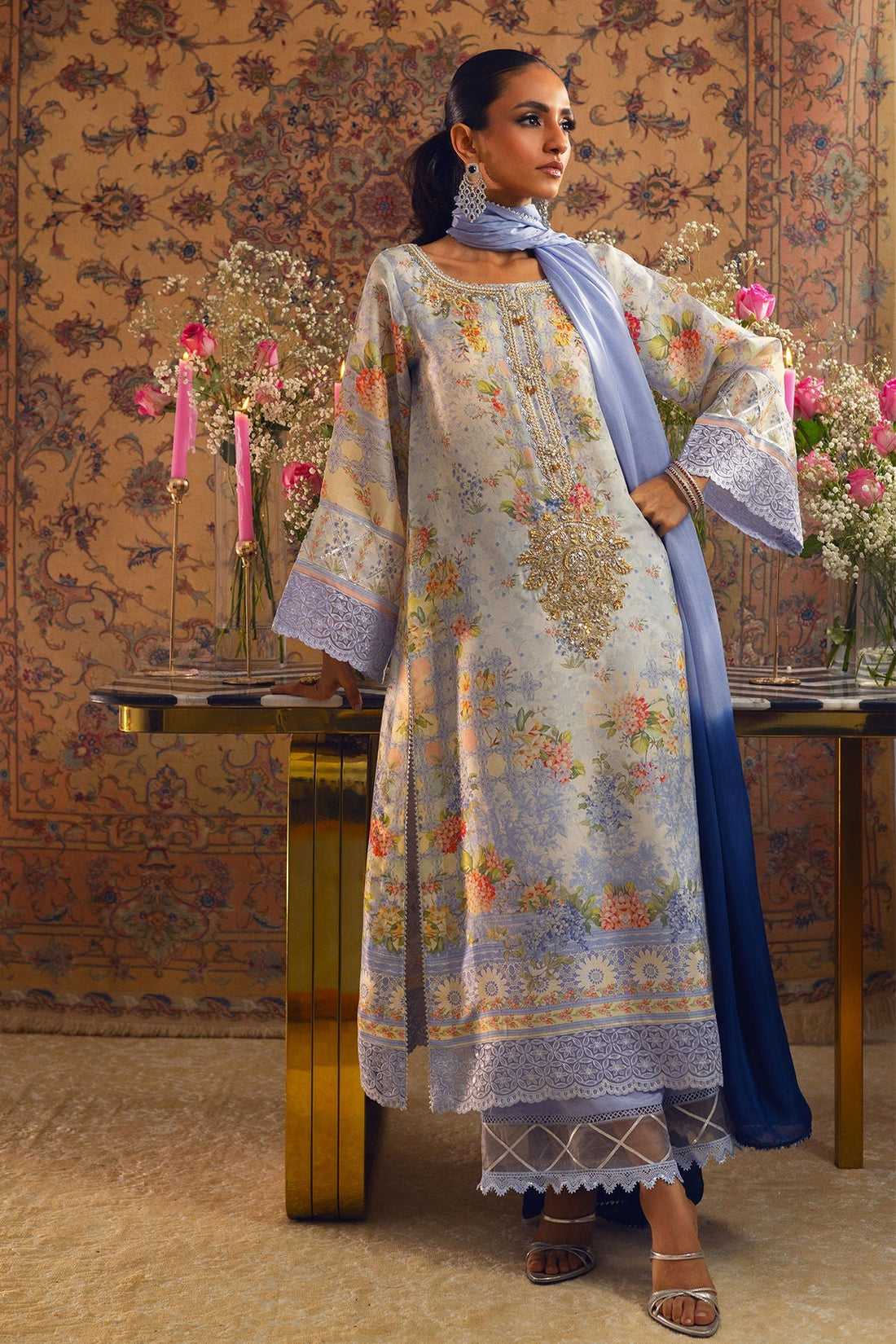 Annus Abrar | Lime Luxe Silk |  Elmira - House Of Hania