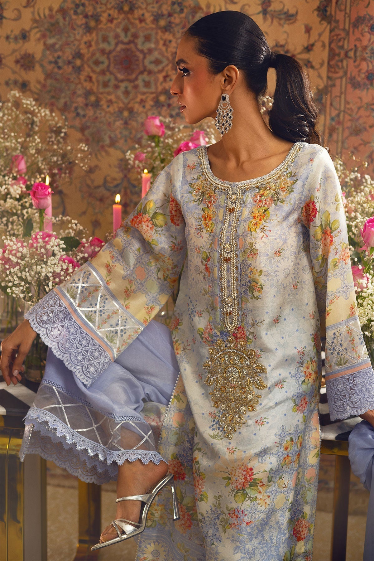 Annus Abrar | Lime Luxe Silk |  Elmira - House Of Hania