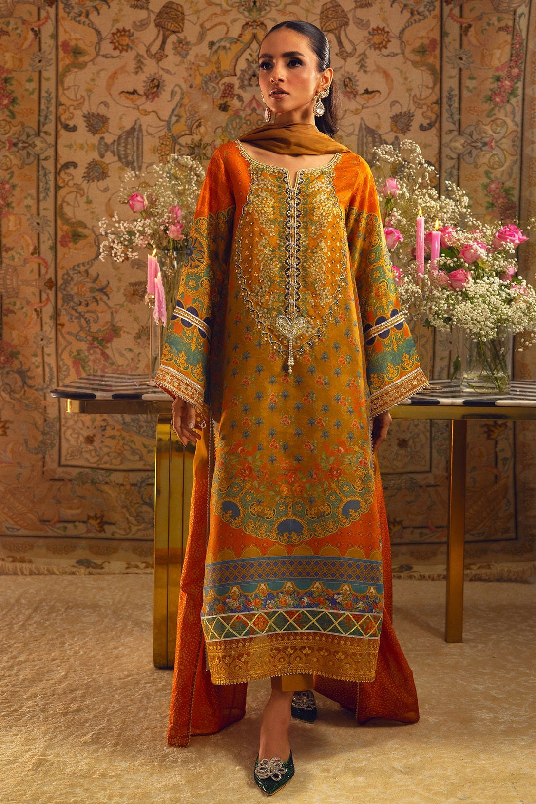 Annus Abrar | Lime Luxe Silk | Faina - House Of Hania
