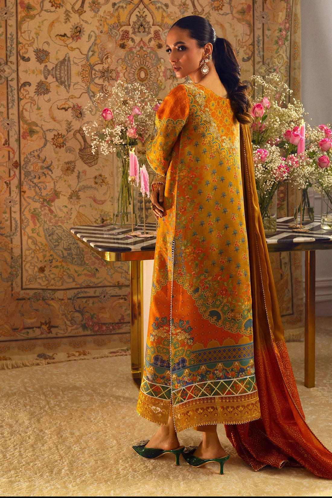 Annus Abrar | Lime Luxe Silk | Faina - House Of Hania