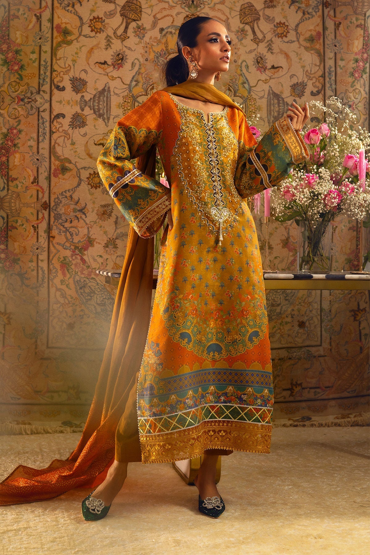 Annus Abrar | Lime Luxe Silk | Faina - House Of Hania