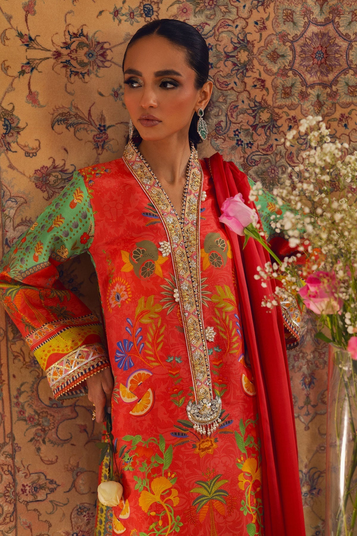 Annus Abrar | Lime Luxe Silk | Liliya - House Of Hania