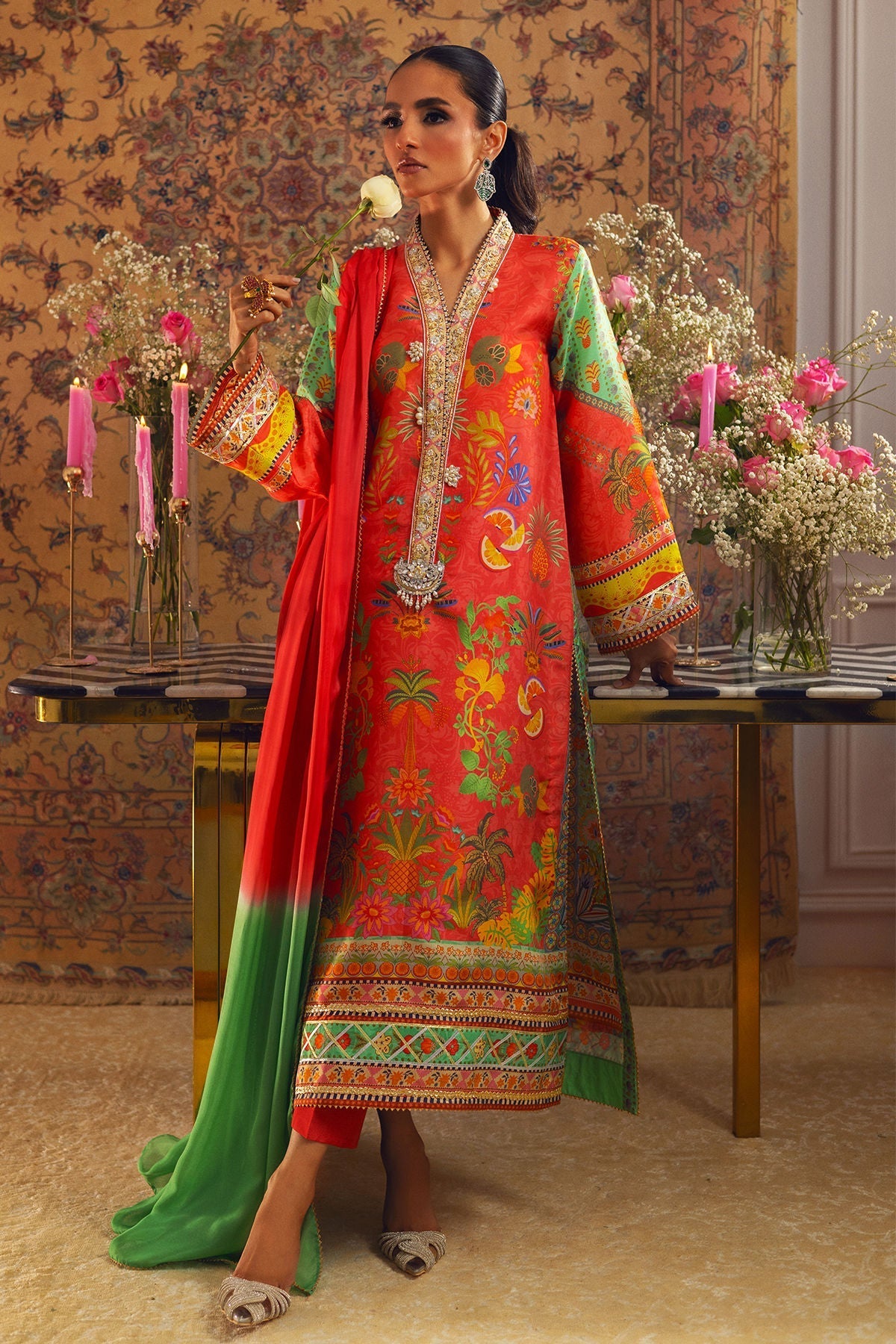 Annus Abrar | Lime Luxe Silk | Liliya - House Of Hania