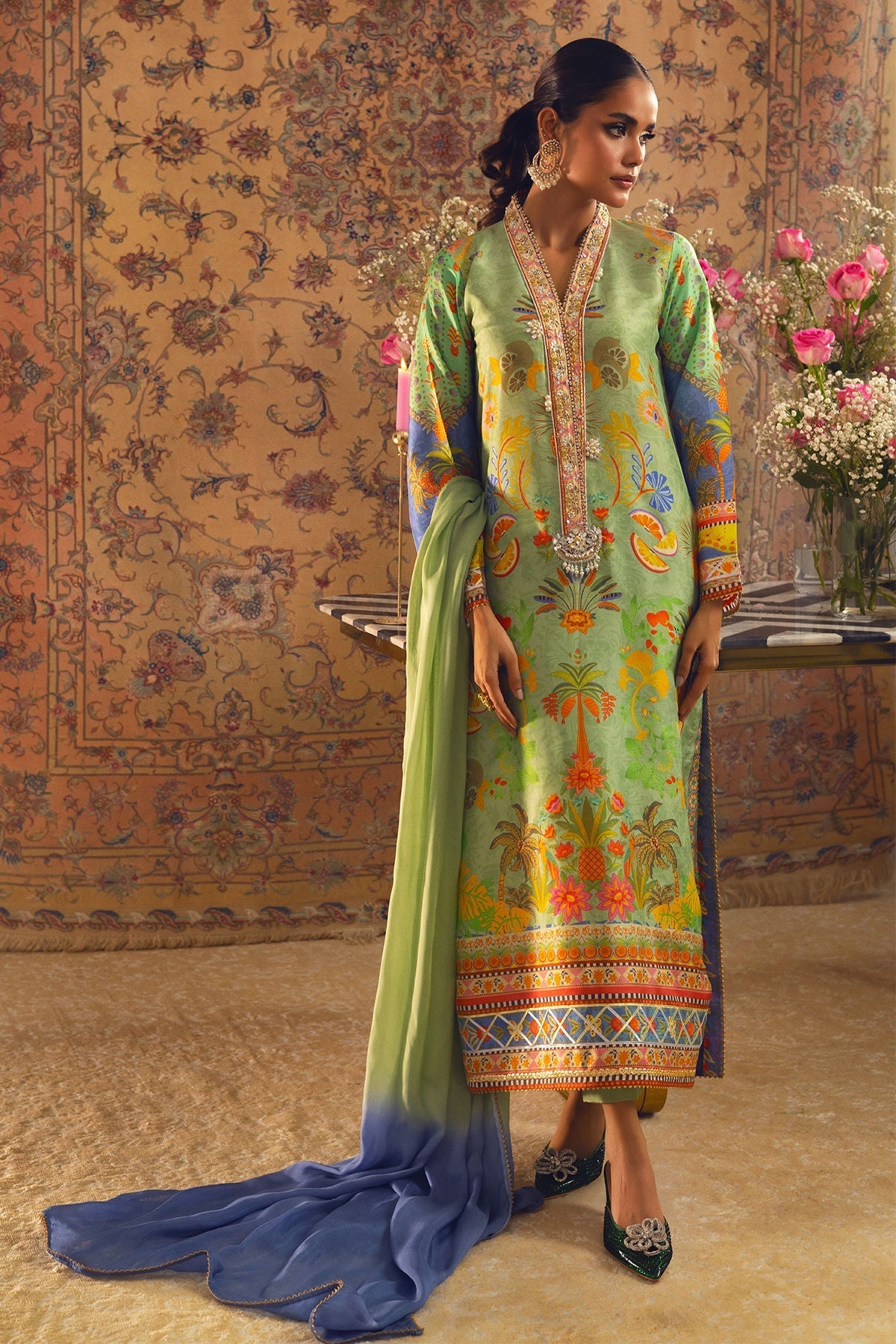 Annus Abrar | Lime Luxe Silk |   Limya - House Of Hania