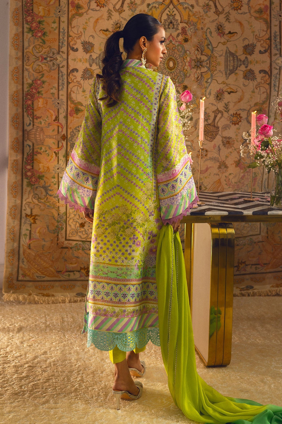 Annus Abrar | Lime Luxe Silk | Linara - House Of Hania