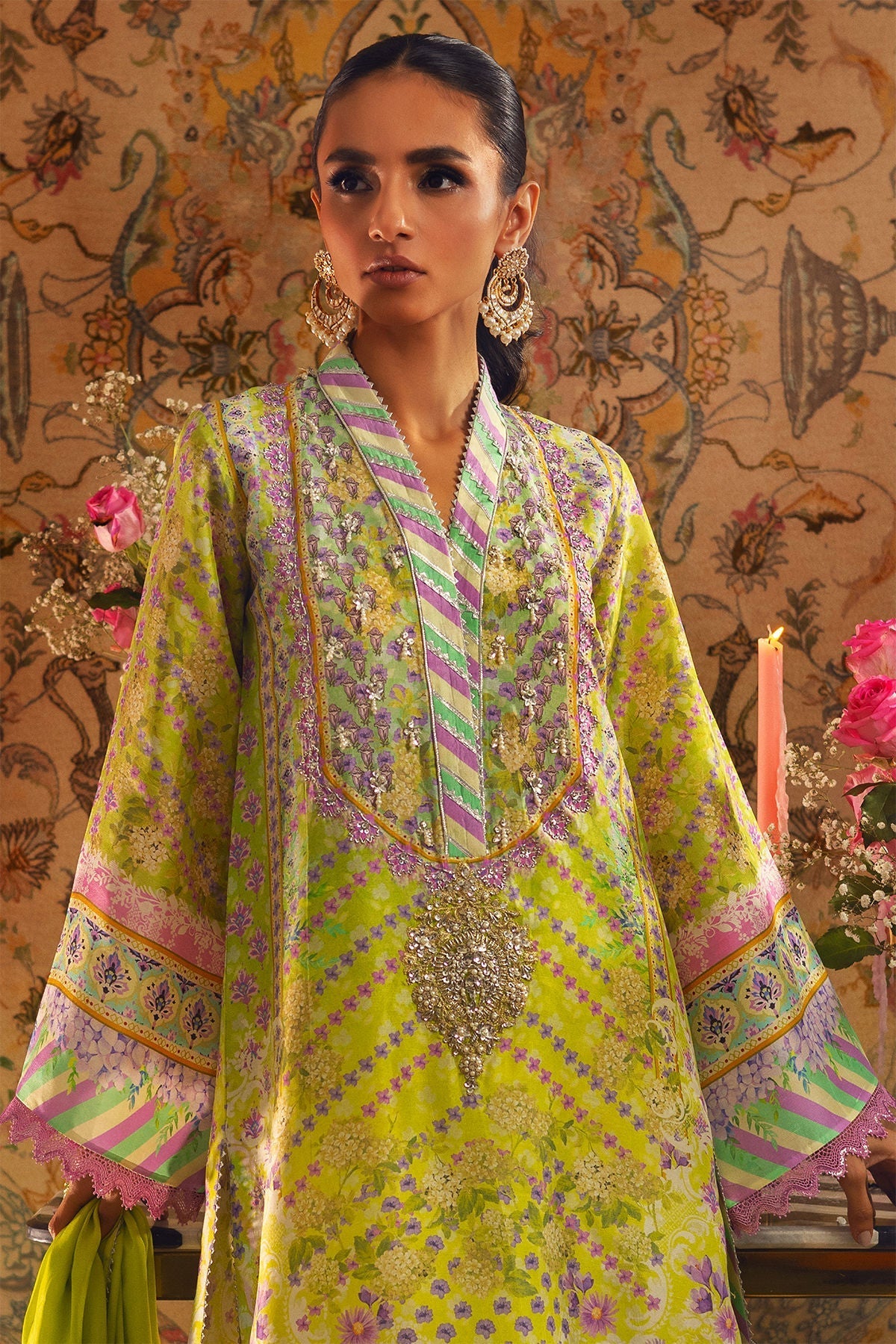 Annus Abrar | Lime Luxe Silk | Linara - House Of Hania