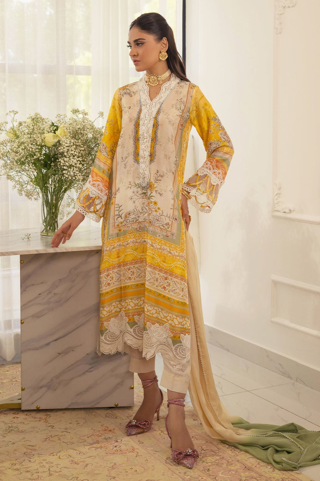 Annus Abrar | Luxe Silk Pret | ESMEYA - SHIRT AND DUPATTA - House Of Hania