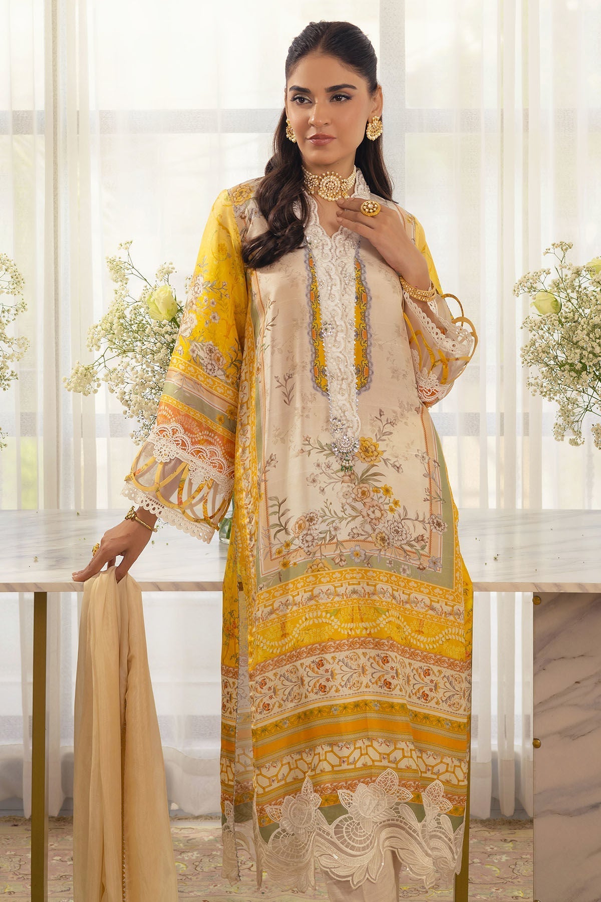 Annus Abrar | Luxe Silk Pret | ESMEYA - SHIRT AND DUPATTA - House Of Hania