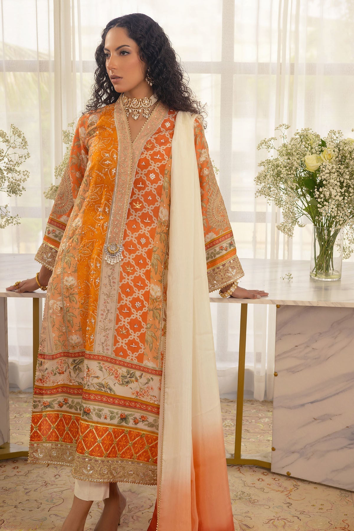 Annus Abrar | Luxe Silk Pret | LAMYA - SHIRT AND DUPATTA - House Of Hania
