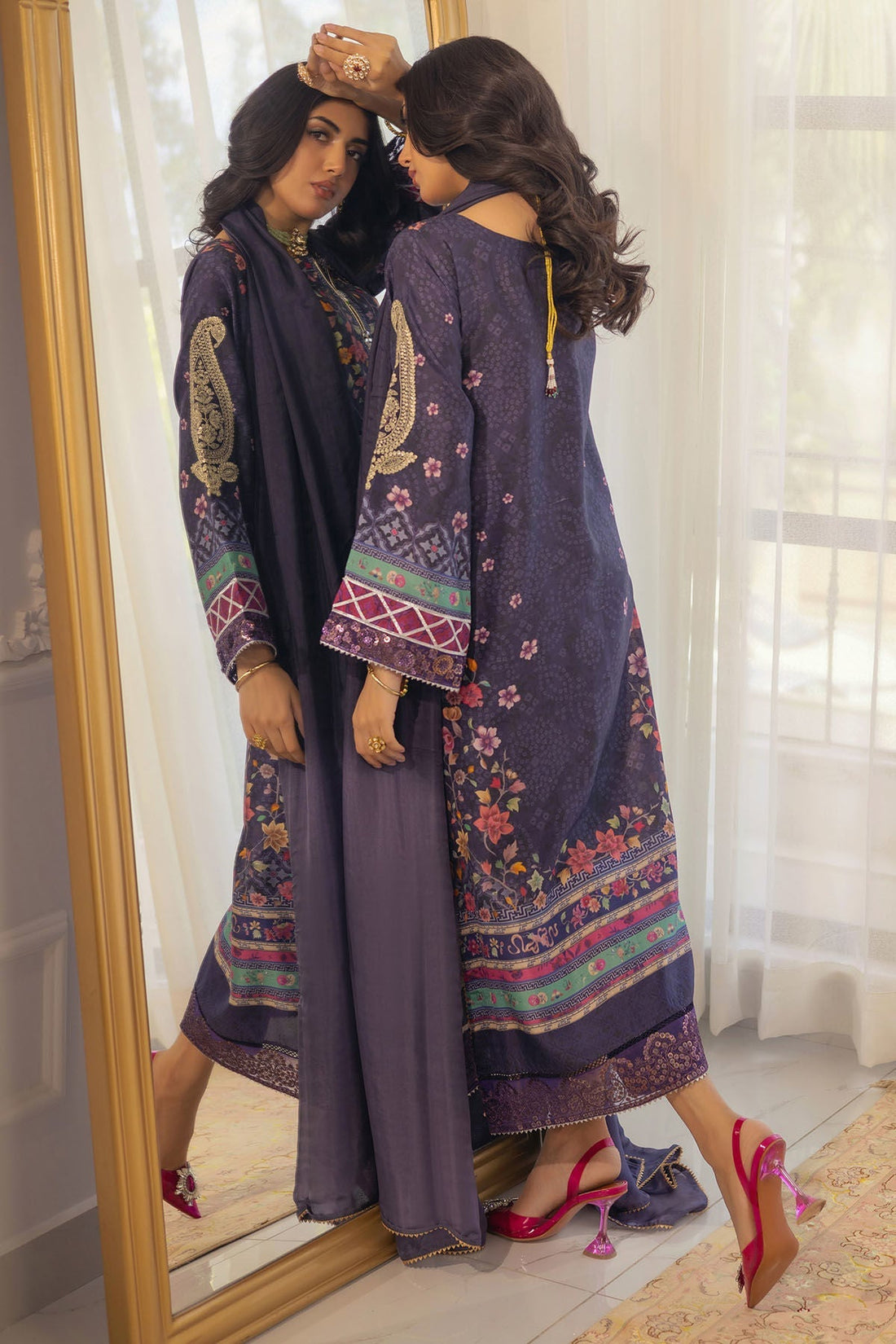 Annus Abrar | Luxe Silk Pret | ZELYA-SHIRT AND DUPATTA - House Of Hania