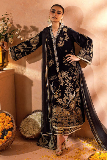 Annus Abrar | Mirha Winter Velour | Bareeza (Shirt, Pants and Dupatta) - House Of Hania