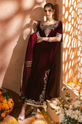 Annus Abrar | Mirha Winter Velour | Dahlia (Shirt, Pants and Dupatta) - House Of Hania