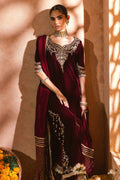 Annus Abrar | Mirha Winter Velour | Dahlia (Shirt, Pants and Dupatta) - House Of Hania