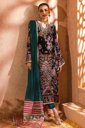 Annus Abrar | Mirha Winter Velour | Nerali (Shirt and Pants) - House Of Hania