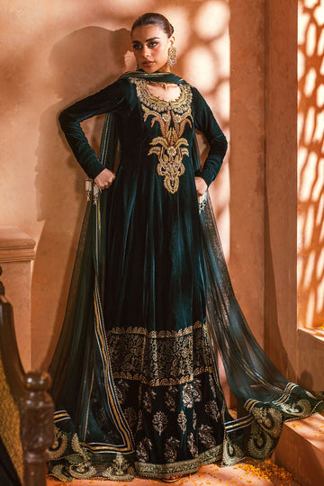 Annus Abrar | Mirha Winter Velour | Nirma Kalidar (Kalidar, Pants and Dupatta) - House Of Hania