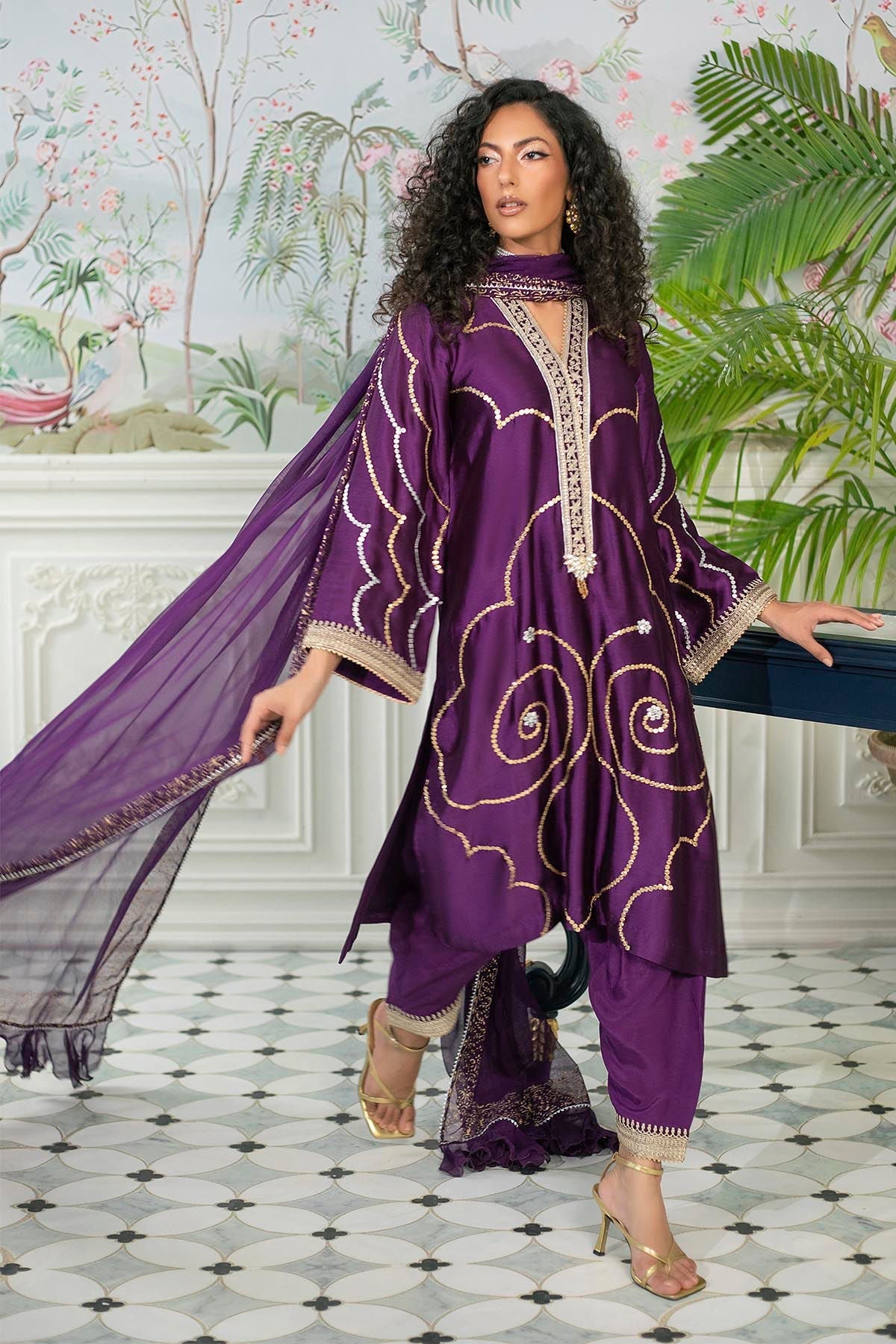 Annus Abrar | Sehr Eid Luxe | Izali Aubergine - House Of Hania