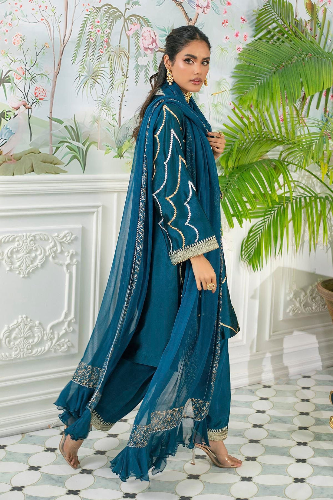 Annus Abrar | Sehr Eid Luxe | Izali Deep Teal - House Of Hania
