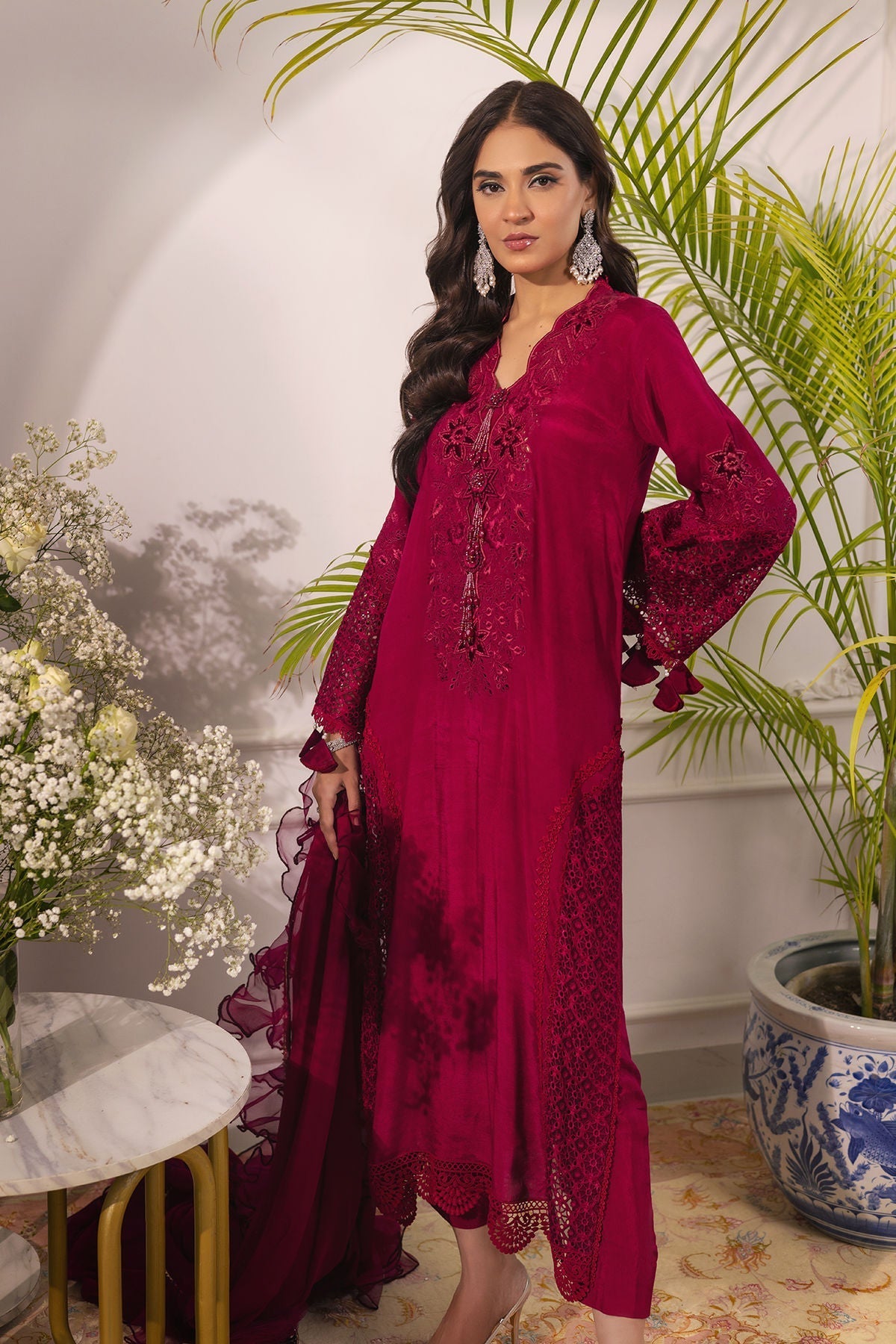Annus Abrar | Sera Luxury | Ashni - Cranberry - House Of Hania