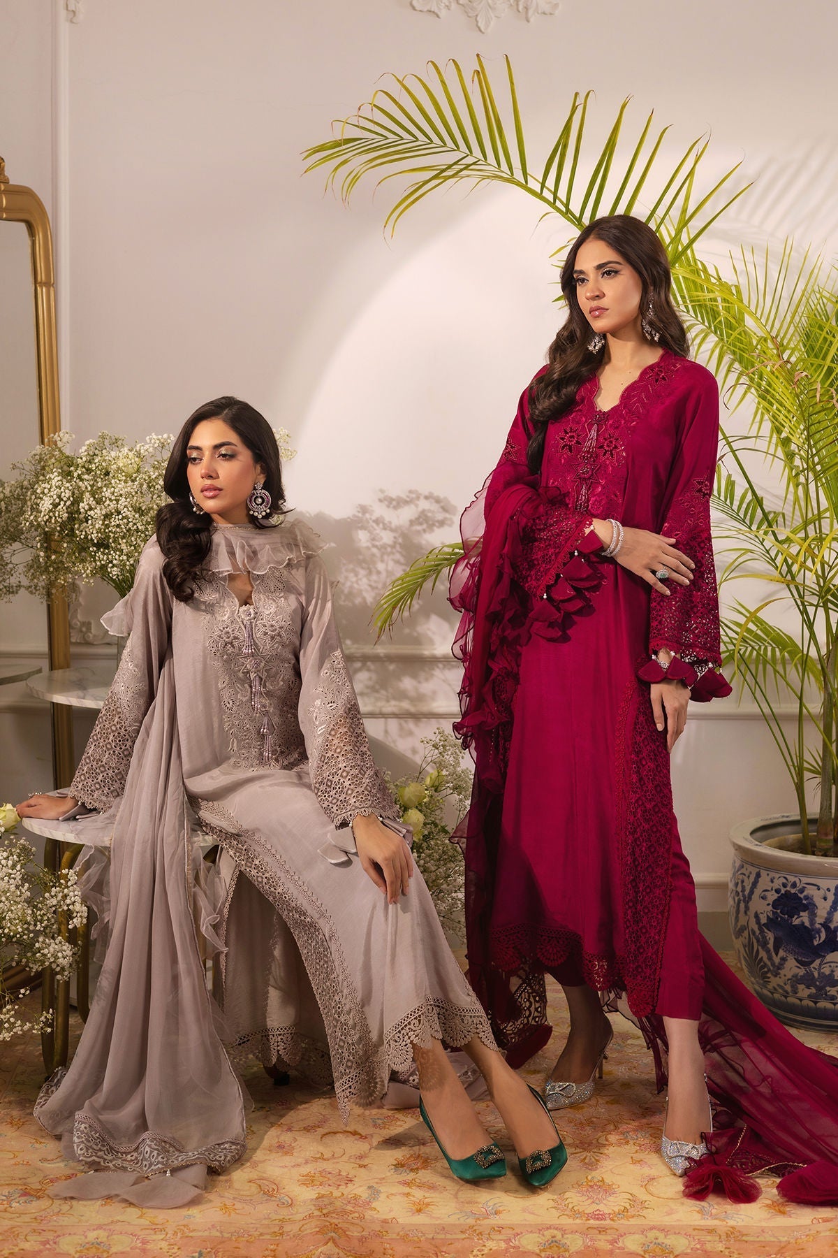 Annus Abrar | Sera Luxury | Ashni - Cranberry - House Of Hania