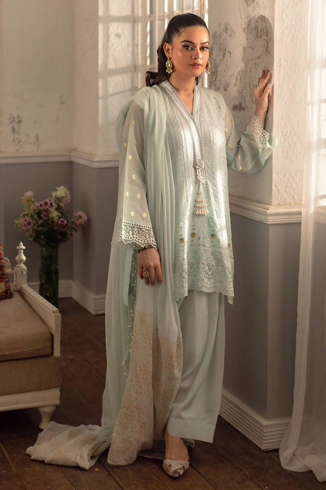Annus Abrar | The Family Edit 26 | Aqs ( Shirt, Pants And Dupatta) - House Of Hania