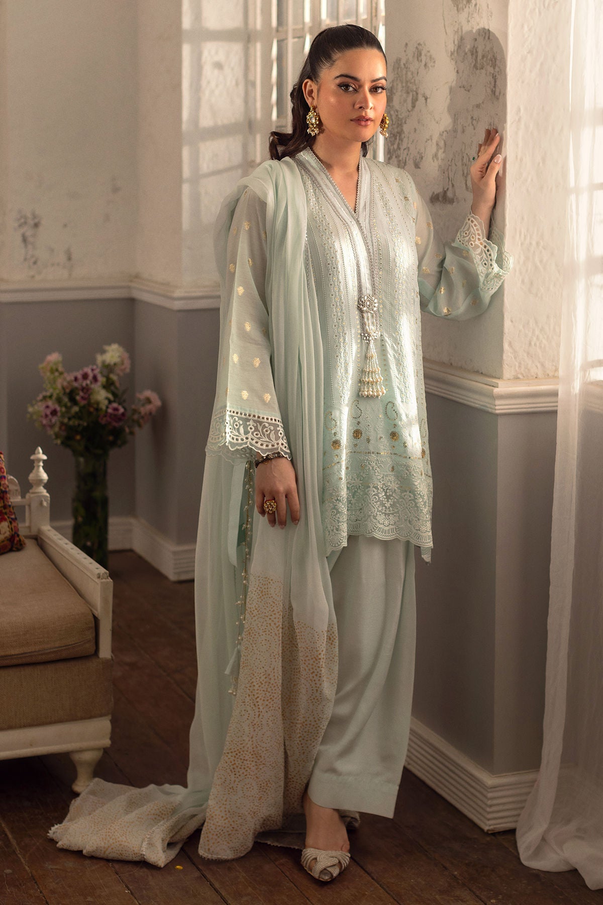 Annus Abrar | The Family Edit 26 | Aqs ( Shirt, Pants And Dupatta) - House Of Hania