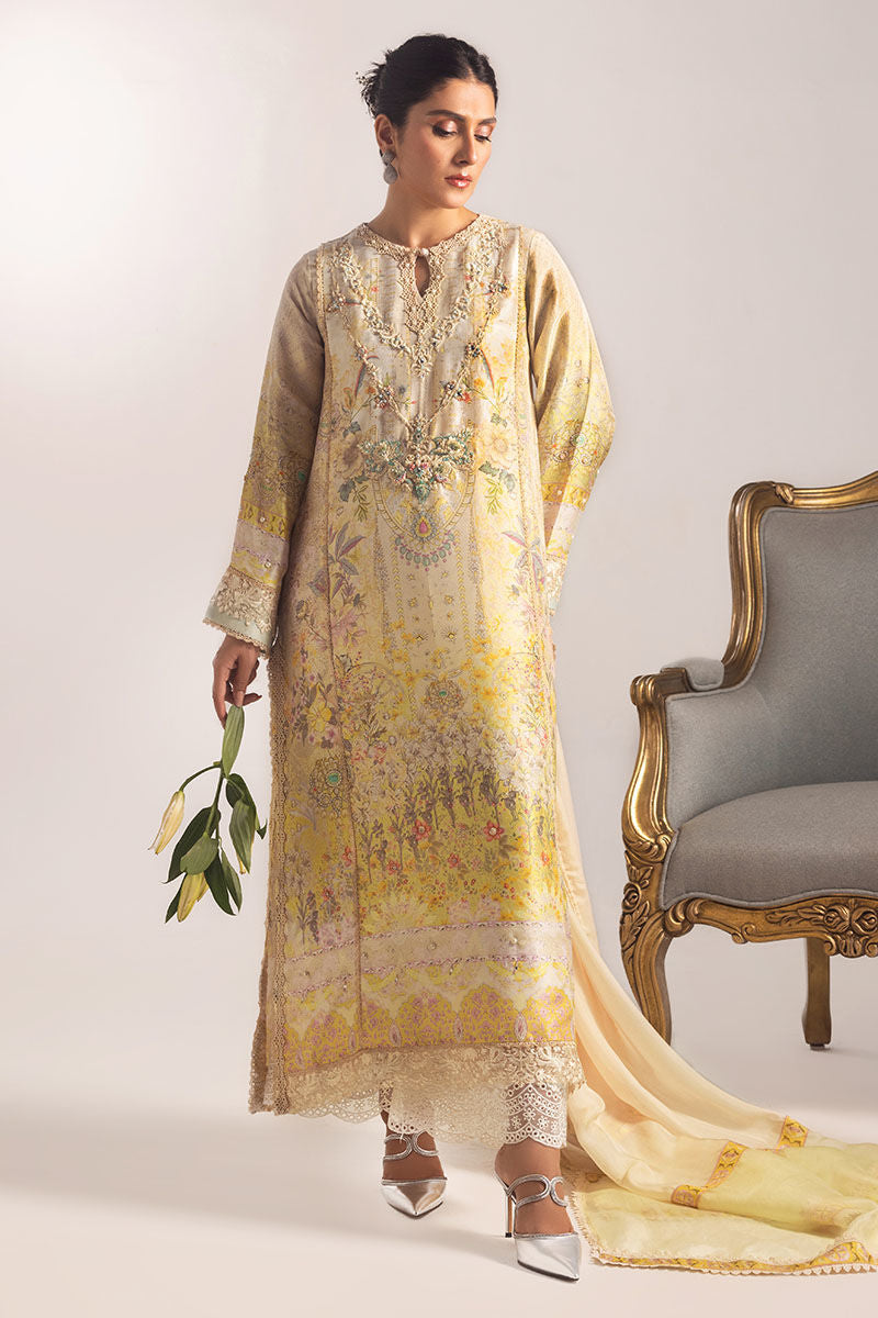 Ansab Jahangir | Digital Silk | Alyssa Shirt and Dupatta - House Of Hania