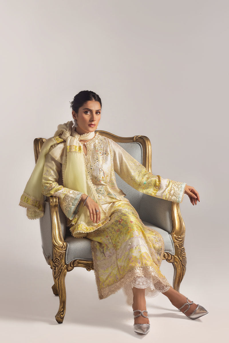 Ansab Jahangir | Digital Silk | Alyssa Shirt and Dupatta - House Of Hania